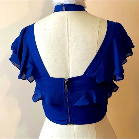 Nasty Gal Clematis Blue Flutter Crop Top - Picture 2 of 2